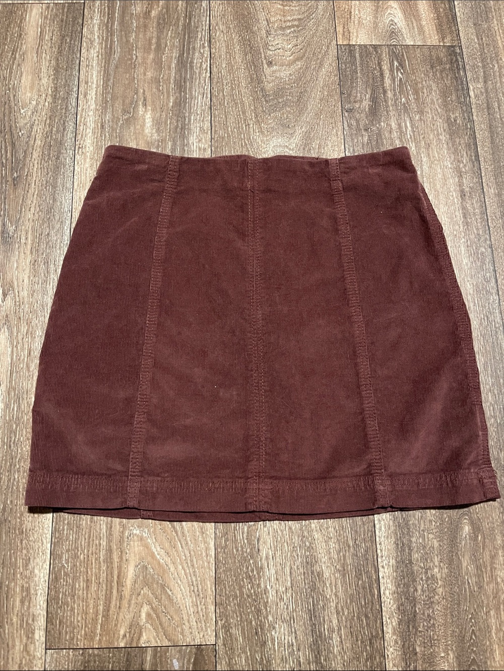 Free People Modern Femme Corduroy Mini Skirt - Chocolate Brown Seamed A-Line